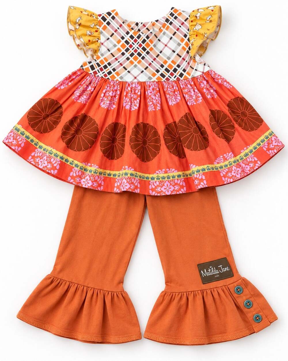 Matilda Jane Platinum Copper Moon Melsa Flutter Top Size 2 + Ruffle Pants Size 3